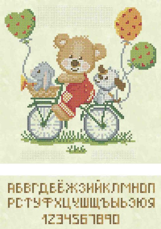 Метрика "Мишка на велосипеде" А4-К-389